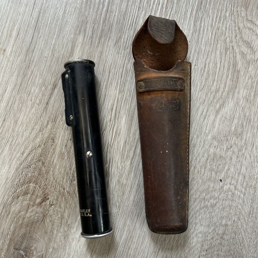 Vintage W & L.E. Gurley Surveyor Hand Level Black with Original Leather Case
